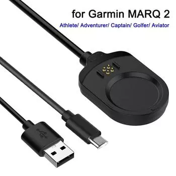 Зарядное устройство для Garmin MARQ 2 USB-C и зарядный кабель для умных часов MARQ2 Gen2 Adventurer/Driver/Aviator/Captain/Athlete/Golfer MARQ Gen2 чёрный