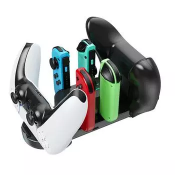 Зарядное устройство для геймпада 6 в 1, зарядное устройство для игрового контроллера для коммутатора PS5/Xbox Series X чёрный