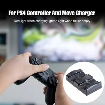 Зарядное устройство для игрового контроллера, двойная зарядная подставка со световым индикатором, профессиональная зарядная подставка, аксессуары для док-станции для PS 3 чёрный