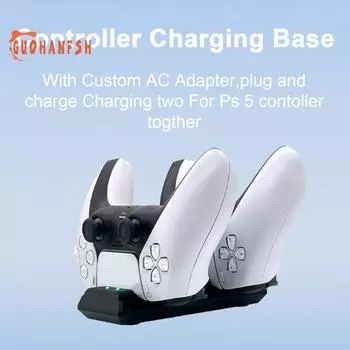 Зарядное устройство для игрового контроллера с нескользящими подушечками. Световой индикатор. Компактная беспроводная зарядная док-станция для PS5. белый