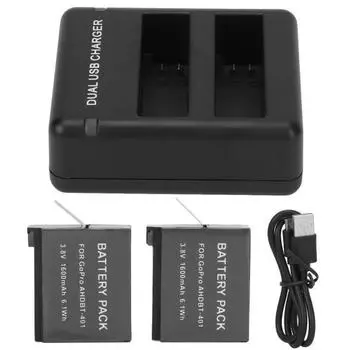 Зарядное устройство для камеры, многофункциональное, быстрое, с двумя слотами, зарядное устройство с 2 батареями для Hero 4