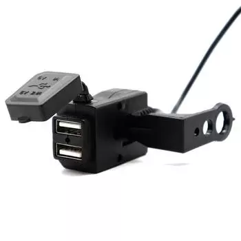 Зарядное устройство для мобильного телефона на мотоцикле Qc3.0, быстрая зарядка, два USB-порта с переключателем, модифицированное автомобильное зарядное устройство 12–24 В, универсальное чёрный