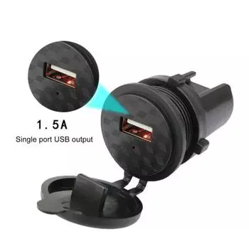 Зарядное устройство для мотоцикла, один USB-порт, водонепроницаемый адаптер для быстрой зарядки ПК чёрный