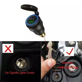 Зарядное устройство для мотоцикла Qc3.0 USB Type-C с адаптером питания для разъемов BMW Hella/Din