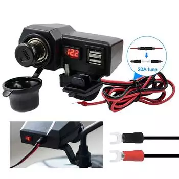 Зарядное устройство для телефона для мотоцикла, быстрая зарядка, 3,4 А, двойной USB, 10-24 В, аксессуары для модификации измерителя напряжения чёрный