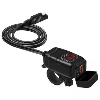 Зарядное устройство для телефона для мотоцикла, двойной USB Type C QC 3,0, USB зарядное устройство с переключателем включения/выключения вольтметра, водонепроницаемые аксессуары для мотоциклов
