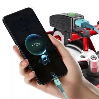 Зарядное устройство для телефона на руль мотоцикла, водонепроницаемое, интеллектуальное, быстрая зарядка 3.0, отсоединяемая розетка с вольтметром, зарядное устройство с двумя USB-портами чёрный