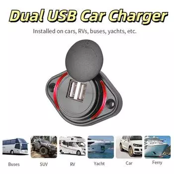 Зарядное устройство для телефона, розетка 3,1 А, автомобильное зарядное устройство с двумя USB-портами, панель адаптера 12–24 В для автофургонов, автобусов, мотоциклов, лодок, квадроциклов, UTV, кемперов, караванов синий