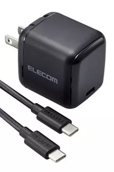 Зарядное устройство ELECOM для ноутбука, ПК, 65 Вт, USB, совместимый с PD, кабель в комплекте, маленький, 1 порт, совместимый с PPS, GaN II, сертифицированный PSE, черный, Type-C, Type-C ACDC-PD8765BK