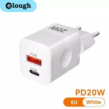 Зарядное устройство Elough PD 20 Вт USB C для iPhone 14 13 12 11 Pro адаптер для быстрой зарядки мобильного телефона Xiaomi Samsung Huawei USB зарядное устройство