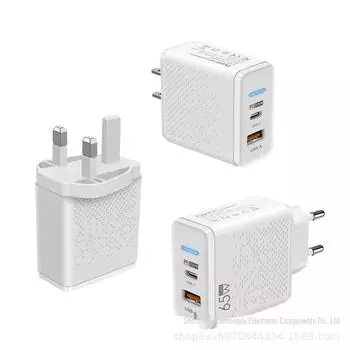Зарядное устройство GaN LED мощностью 65 Вт для мобильных телефонов и ноутбуков — быстрая зарядка PD+USB, стандарт ЕС/Великобритании US standard 15W белый