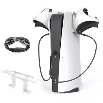 Зарядное устройство и кронштейн для хранения контроллера для PS5/PSVR2 Подставка для хранения/Аксессуары для стойки, зарядный комплект, кабель Type-C Подставка для подвеса контроллера Package:16*5.7*4.2cm белый