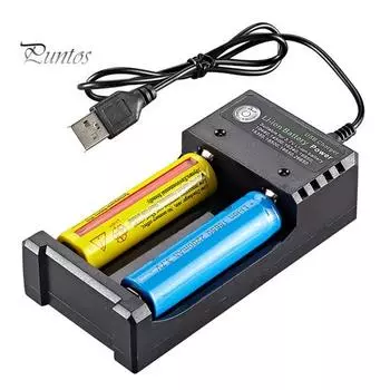 Зарядное устройство Многофункциональное независимое зарядное устройство с двумя слотами 4,2 В USB Smart Battery Charger Тестовая емкость для 18650 18500 14500 26650 чёрный