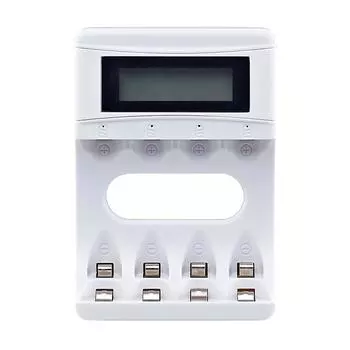 Зарядное устройство на 4 слота с ЖК-дисплеем для Ni-MH аккумуляторной батареи AA AAA Smart Rechargeable белый