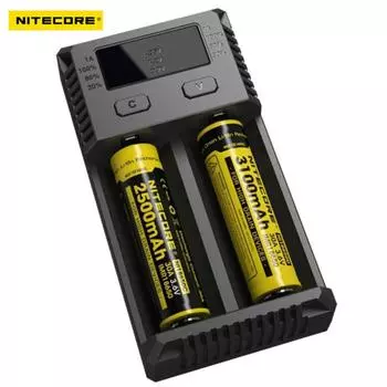 Зарядное устройство Nitecore с двумя отсеками и ЖК-дисплеем, совместимое с литий-ионными аккумуляторами 18650 14500 16340 26650