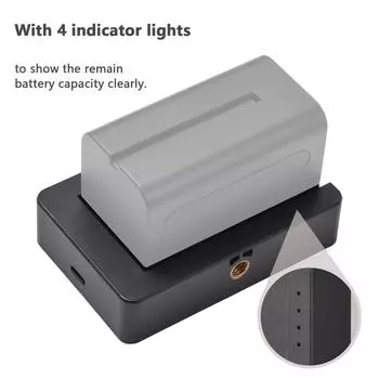 Зарядное устройство NP-F, переходная пластина для аккумулятора с зарядным портом типа C, USB5V, DC7,4V, выходы 1/4 дюйма чёрный