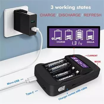 Зарядное устройство PALO 1,2 В AA/AAA, умное зарядное устройство с ЖК-дисплеем, интеллектуальное зарядное устройство AA, зарядное устройство для NiCd NiMh аккумуляторов AA/AAA