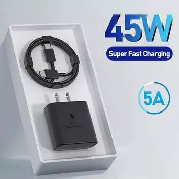 Зарядное устройство PD45W USB C для Galaxy S24 S23 S22 S21 S20 Ultra S10 Plus FE, сверхбыстрая зарядка, аксессуары для зарядного кабеля типа C EU