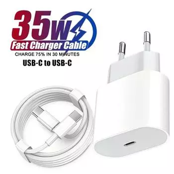Зарядное устройство PD 35 Вт для iPhone 16 15 14 13 12 11 Pro Max Plus USB C зарядное устройство Кабель для быстрой зарядки Type C Адаптер для быстрой зарядки Аксессуары для телефонов EU Plug15 белый