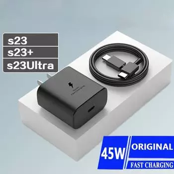 Зарядное устройство PD 45 Вт для Samsung Galaxy S23 S22 S21 S20, быстрая зарядка, высокоскоростной адаптер для мобильного телефона типа C для IPhone, Xiaomi, Huawei White EU Plug белый