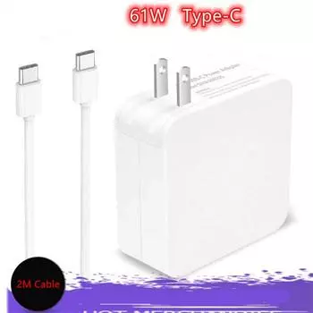 Зарядное устройство PD 61 Вт с кабелем 2 м USB C на USB Type C Для Google Pixelbook/ Pixel Slate/ Pixelbook Macbook Pro 12-дюймовый 15-дюймовый MJ262LL/A