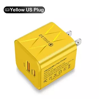 Зарядное устройство PD мощностью 20 Вт для игрового телефона/ноутбука/дронов — 2-портовая интеллектуальная технология Split, компактная и прочная, сертифицированная безопасность, выгодная сделка US Yellow