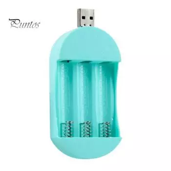 Зарядное устройство, перезаряжаемое, 3 слота, быстрая зарядка, USB-выход, универсальная батарея AAA/AA, инструменты для станции, товары для дома небесно-голубой