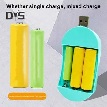 Зарядное устройство, перезаряжаемое, 3 слота, быстрая зарядка, USB-выход, универсальная батарея AAA/AA, инструменты для станции, товары для дома небесно-голубой