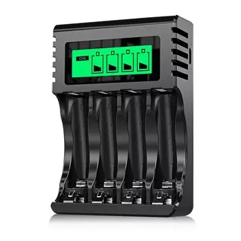 Зарядное устройство POWEROWL AA с ЖК-дисплеем, совместимое с аккумуляторами, может заряжать 4 аккумулятора при одинаковом постоянном токе и постоянном напряжении.