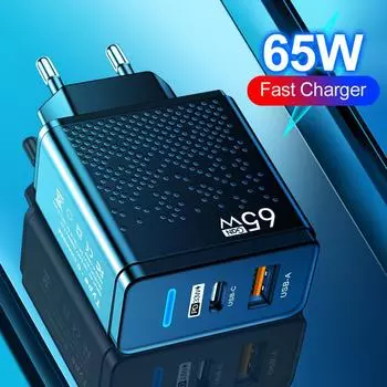 Зарядное устройство с несколькими портами USB и PD Type-C со светодиодом, совместимо с США/ЕС/Великобританией US-American standard белый