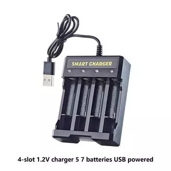 Зарядное устройство с питанием от USB для аккумуляторов AA/AAA Ni MH/Ni Cd с индикатором заряда, 4 слота, 1,2 В, 300 мА x 4 выхода