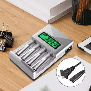 Зарядное устройство с ЖК-дисплеем, 4 отсека, быстрая зарядка AA AAA, 1,2 В, аккумуляторная батарея