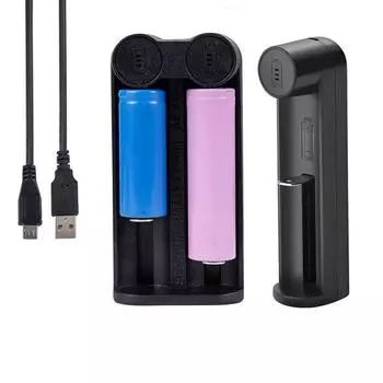 Зарядное устройство USB 18650 с 1/2 слотами, интеллектуальная зарядка 18650, 26650, 18350, 32650, 21700, 26700, 26500, зарядное устройство для литий-ионной аккумуляторной батареи