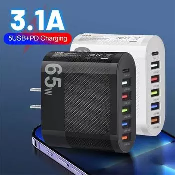 Зарядное устройство USB 3.1A, 5 портов, адаптер для зарядки PD для Xiaomi iPhone 13, разъем для мобильного телефона Samsung, зарядное устройство QC 3,0, настенное зарядное устройство