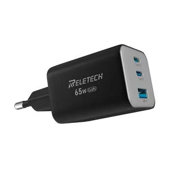 Зарядное устройство USB-C (Нано 65 Вт), PPS 3-портовый быстрый компактный складной зарядный блок USB C для MacBook, iPad Pro, Galaxy S24, iPhone 16 / 15 и других серий чёрный