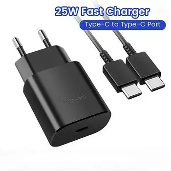Зарядное устройство USB-C/Type C мощностью 25 Вт для Samsung Galaxy S24 S23 S22 S21 S20 Note10 20 a34 a54 A13 A14 A71 A80 S8 S10, кабель для быстрой зарядки с USB C на Type C