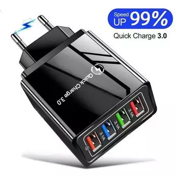 Зарядное устройство USB для телефона Быстрое зарядное устройство QC 3.0 EU / US Plug Настенное зарядное устройство для Samsung iphone 11 Xiaomi Huawei US Plug белый