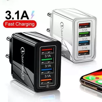 Зарядное устройство USB с вилкой EU/US Quick Charge 3.0 для телефонного адаптера