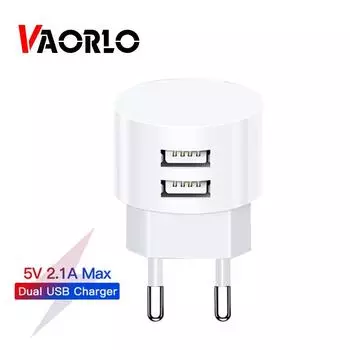 Зарядное устройство VAORLO с двумя USB-портами, порт для зарядки 2,1 А, порт для зарядки, качество, портативное зарядное устройство из АБС-пластика для домашнего офиса, быстрая зарядка