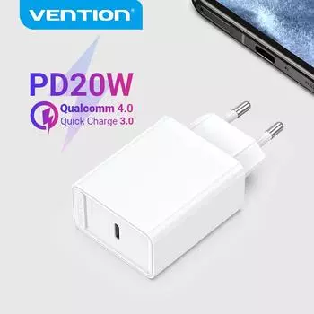Зарядное устройство Vention PD, 20 Вт, быстрое зарядное устройство USB Type C для iPhone 13, 12 X 8, телефона Macbook, QC3.0, USB C, быстрая зарядка 4,0, 3,0, зарядное устройство QC PD