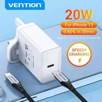 Зарядное устройство Vention PD, 20 Вт, быстрое зарядное устройство USB Type C для iPhone 13, 12 X 8, телефона Macbook, QC3.0, USB C, быстрая зарядка 4,0, 3,0, зарядное устройство QC PD