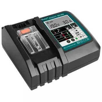 Зарядное устройство Waitley Makita DC18RC, совместимое с зарядным устройством Makita с охлаждающим ЖК-дисплеем, совместимое с Makita 18 В, может заряжать вентилятор 18 В/14,4 В, панель,
