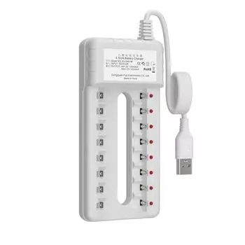 Зарядное устройство Зарядное устройство для аккумуляторов Зарядное устройство для аккумуляторов AAA и AA Быстрая зарядка аккумуляторов USB-зарядное устройство белый