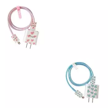 Зарядное устройство Защитный чехол Кабель для передачи данных Намоточный трос One Size светло-синий