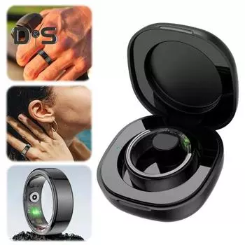 Зарядный футляр Зарядное устройство с портом Type-C на 200 мАч для R02/R03/R06 Smart Ring Аккумулятор большой емкости Компактное сменное зарядное устройство Док-станция чёрный