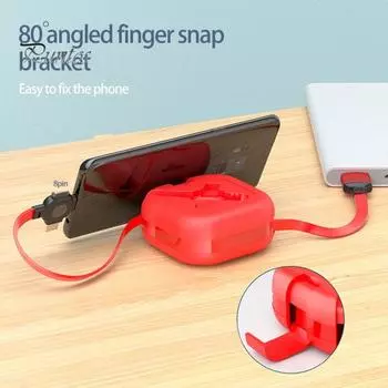 Зарядный кабель 3-в-1 для быстрой зарядки типа C/Micro USB/подсветка Выдвижная передача данных Эргономичный стабильный выходной кабель для передачи данных для повседневной жизни зелёный