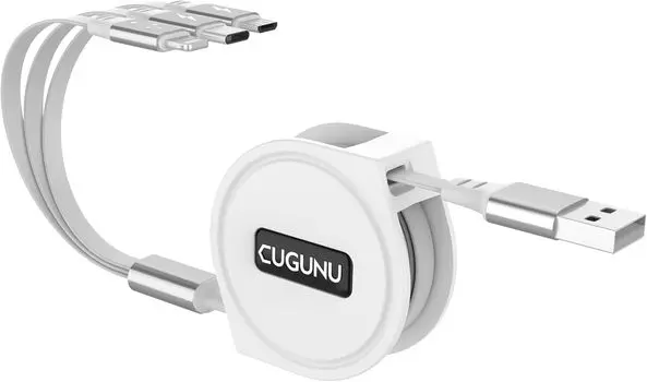 Зарядный кабель 3 в 1, выдвижной, 140 см, совместимый с быстрой зарядкой iPhone 3A и USB-кабелем Lightning USB Type C, совместимый с мощностью до 15 Вт