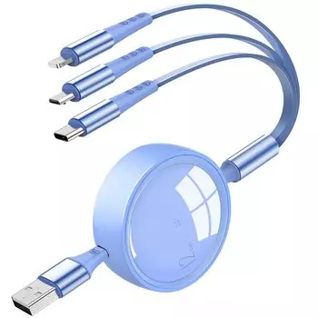 Зарядный кабель 3 в 1, выдвижной шнур 3 А, быстрая зарядка, 3 в 1, USB Type C, iOS Micro, одновременная зарядка 3 устройств, сверхпрочный