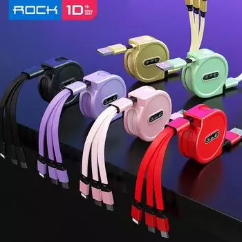 Зарядный кабель 3 в 1, выдвижной USB-кабель для зарядки, 2,4 А, портативный кабель для быстрой зарядки Micro Type-C для iPhone зелёный