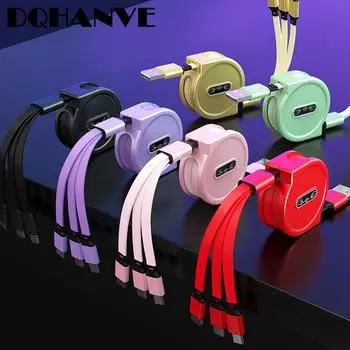 Зарядный кабель 3 в 1, выдвижной зарядный USB-кабель, быстрая зарядка 3 А для Apple XiaoMi HuaWei Samsung Iphone, портативный зарядный кабель Micro Type-C